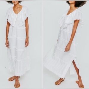 Mirth Capri Maxi Dress White Fringe Size XL